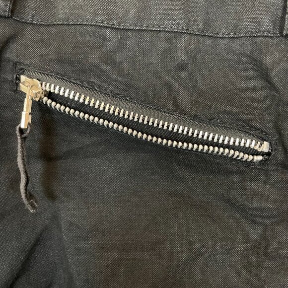 Black Pants Linen‎ Cotton Buckle Waist Size 2 Low Rise Cropped Skater Casual - Picture 11 of 13